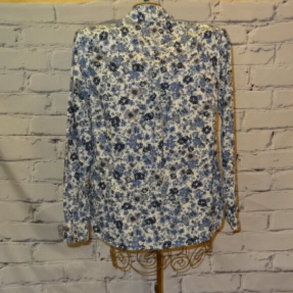 Sonoma Blue Floral Print Long Sleeve Button Down Shirt, Like New - Picture 4 of 6